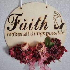 Handcrafted wooden pyography wall sign, home decoration